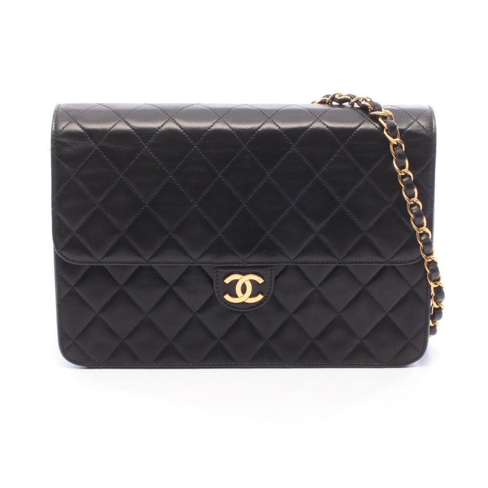 Chanel Matelassé Shoulder Bag/Handbag, Lambskin Leather, Women's, Black